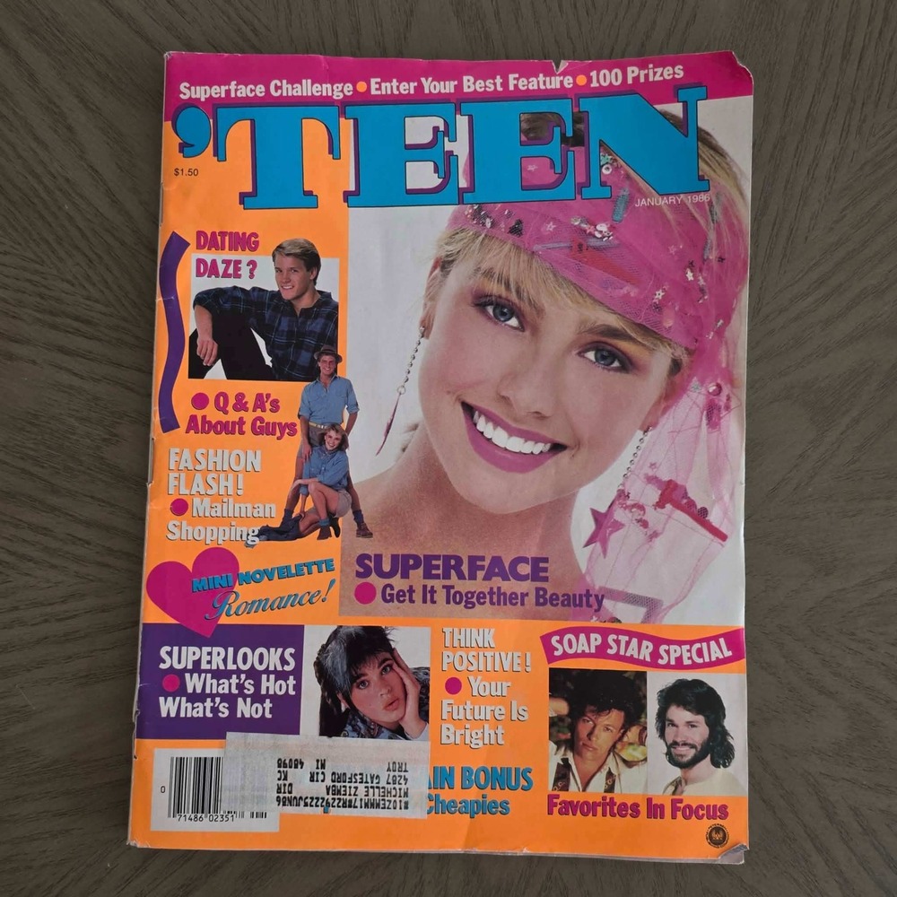 Vintage Teen Magazine January 1986 80s Fashion Romance Soap Star Special Retro